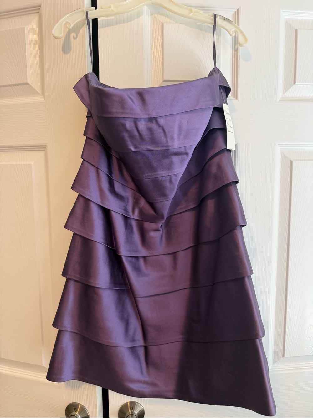 Tiered Silk Mini Dress in Deep amethyst Strapless